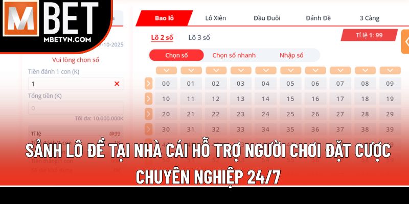 Sảnh lô đề tại nhà cái hỗ trợ người chơi đặt cược chuyên nghiệp 24/7 Sảnh lô đề tại nhà cái hỗ trợ người chơi đặt cược chuyên nghiệp 24/7